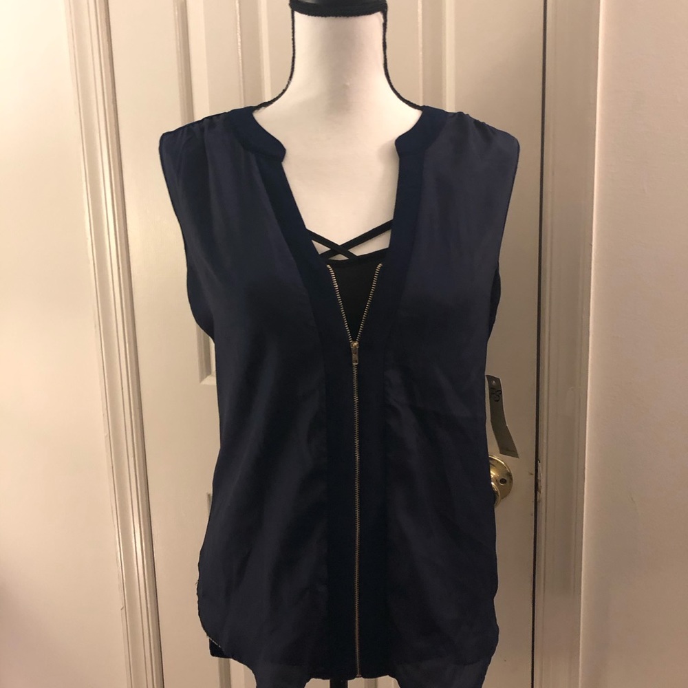 Navy blue zipper tank top
